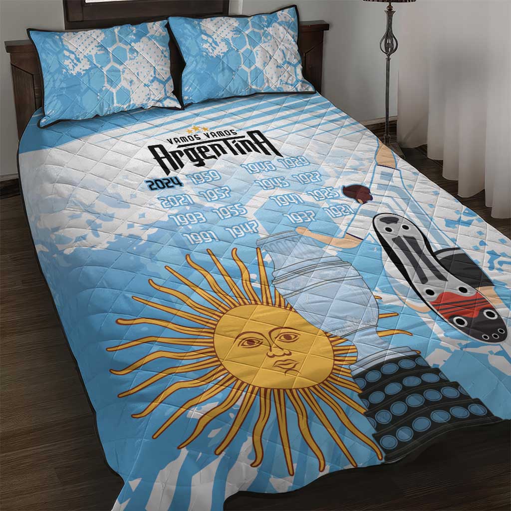 Argentina Football Quilt Bed Set Campeones De la Historia - Blue Style - Wonder Print Shop