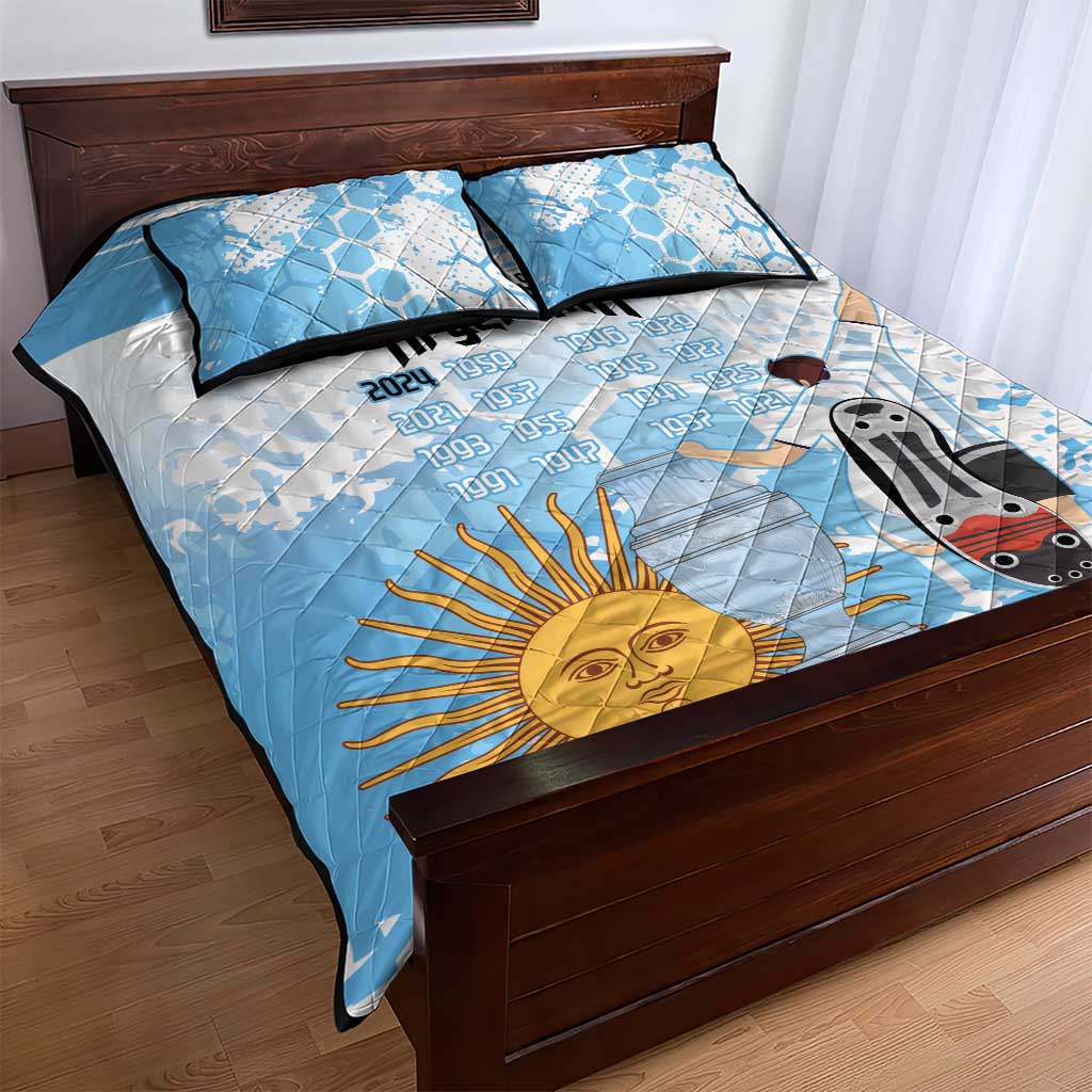 Argentina Football Quilt Bed Set Campeones De la Historia - Blue Style - Wonder Print Shop