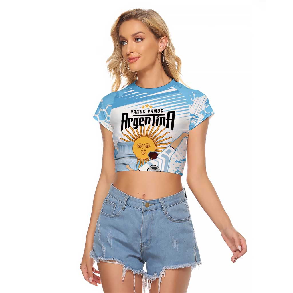 Argentina Football Raglan Cropped T Shirt Campeones De la Historia - Blue Style - Wonder Print Shop