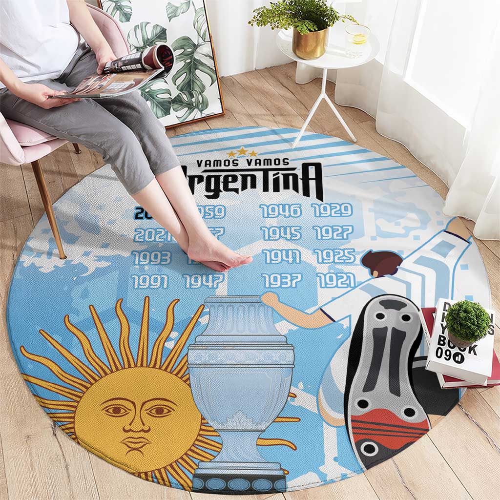 Argentina Football Custom Round Carpet Campeones De la Historia - Blue Style