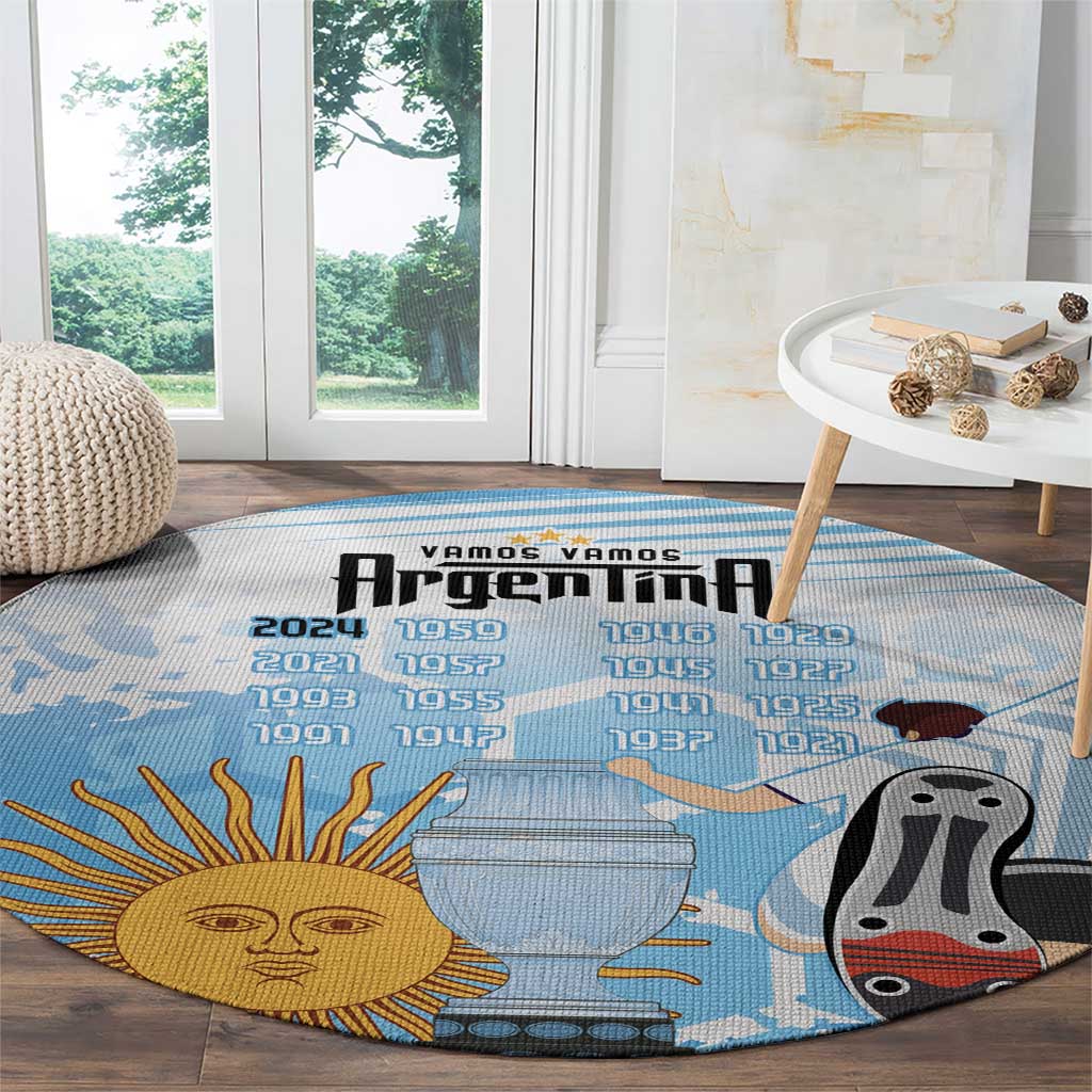 Argentina Football Custom Round Carpet Campeones De la Historia - Blue Style