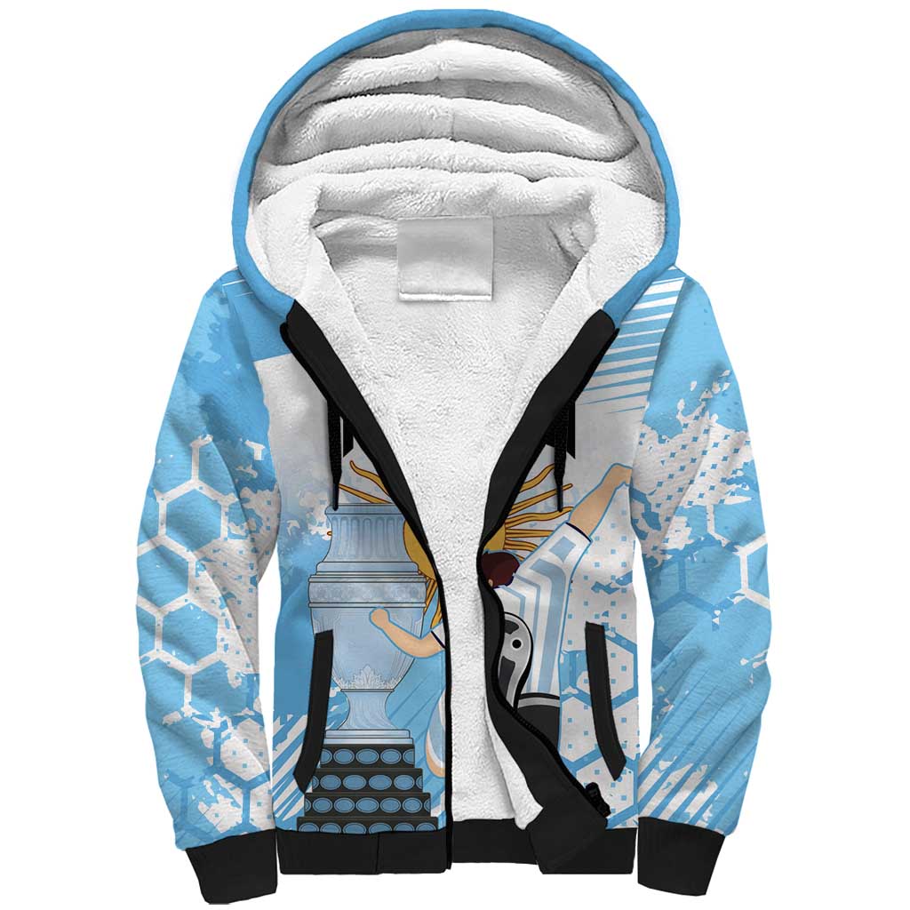 Argentina Football Sherpa Hoodie Campeones De la Historia - Blue Style - Wonder Print Shop
