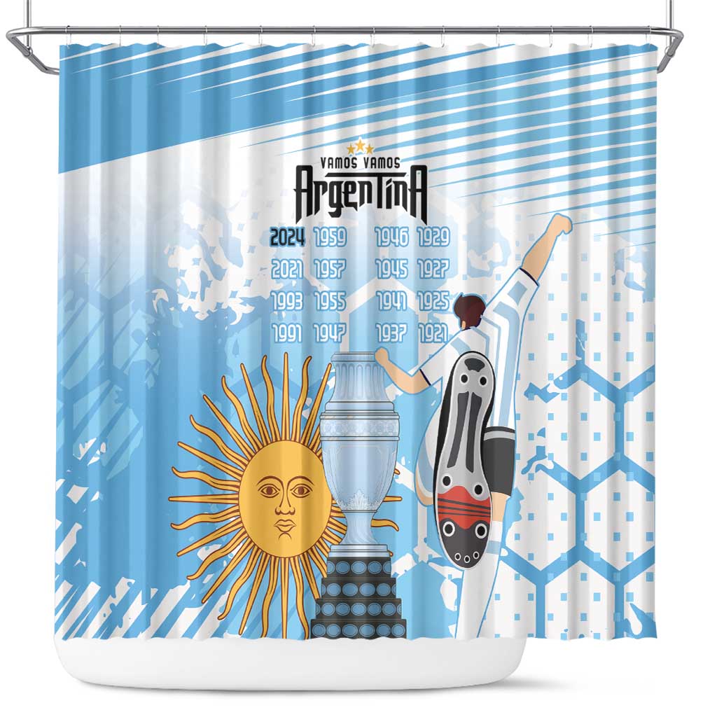 Argentina Football Custom Shower Curtain Campeones De la Historia - Blue Style