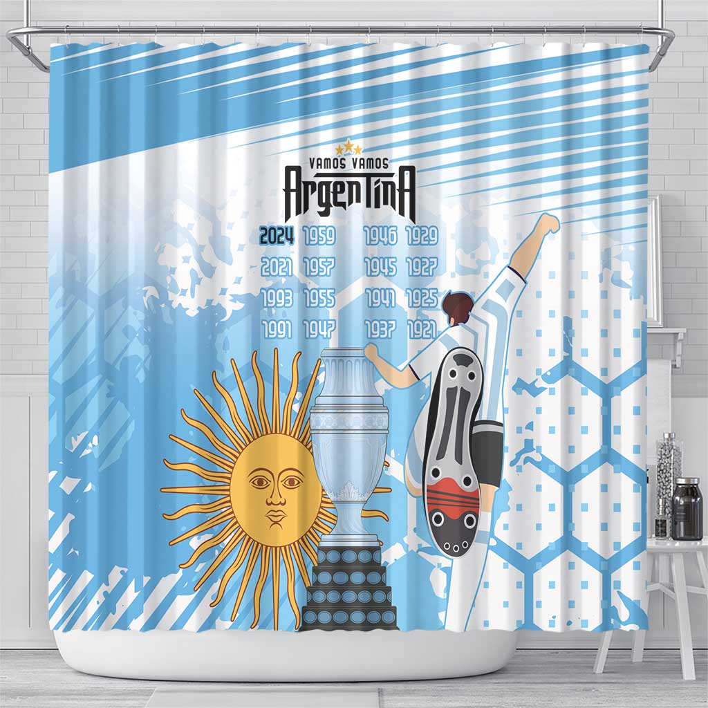 Argentina Football Custom Shower Curtain Campeones De la Historia - Blue Style