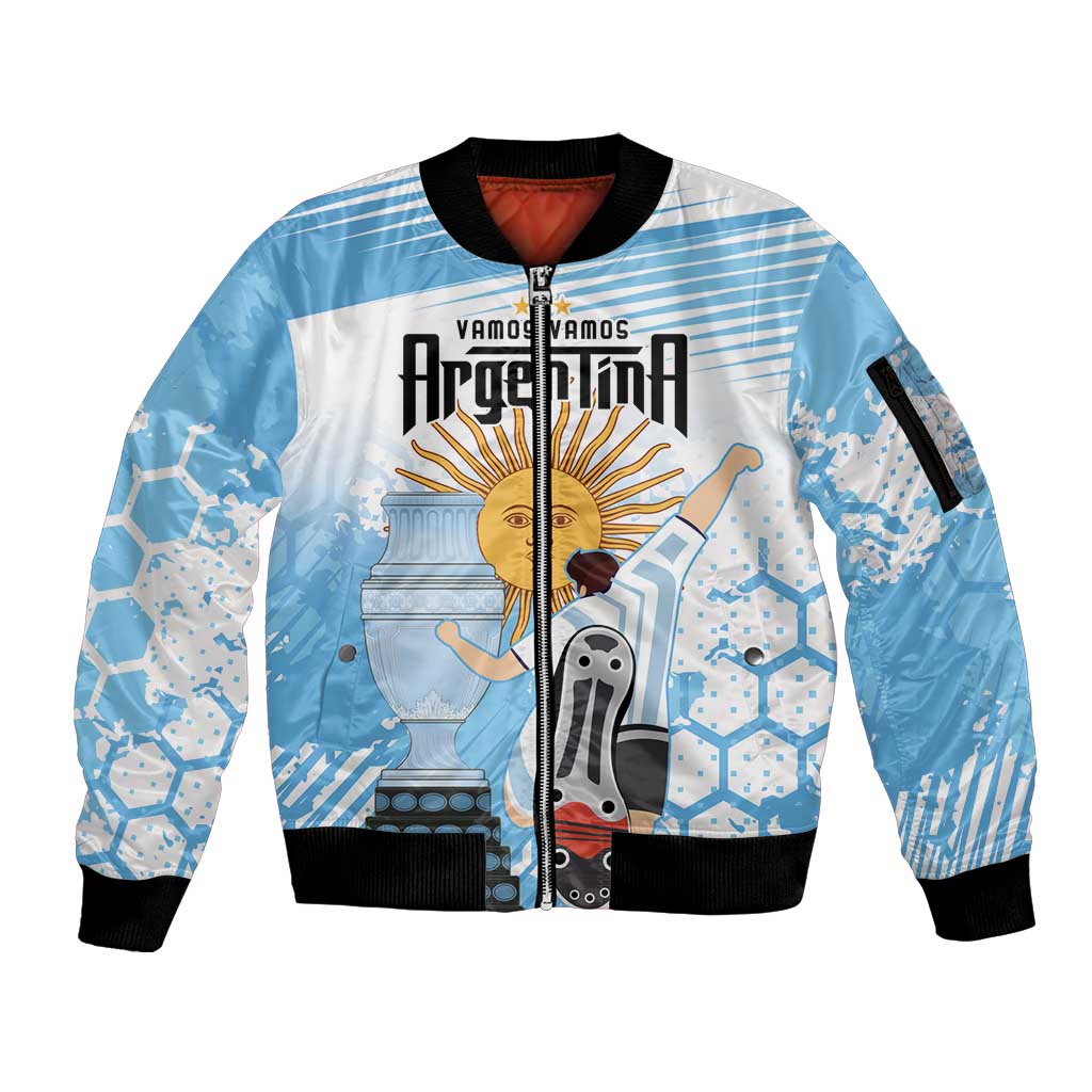 Argentina Football Sleeve Zip Bomber Jacket Campeones De la Historia - Blue Style - Wonder Print Shop
