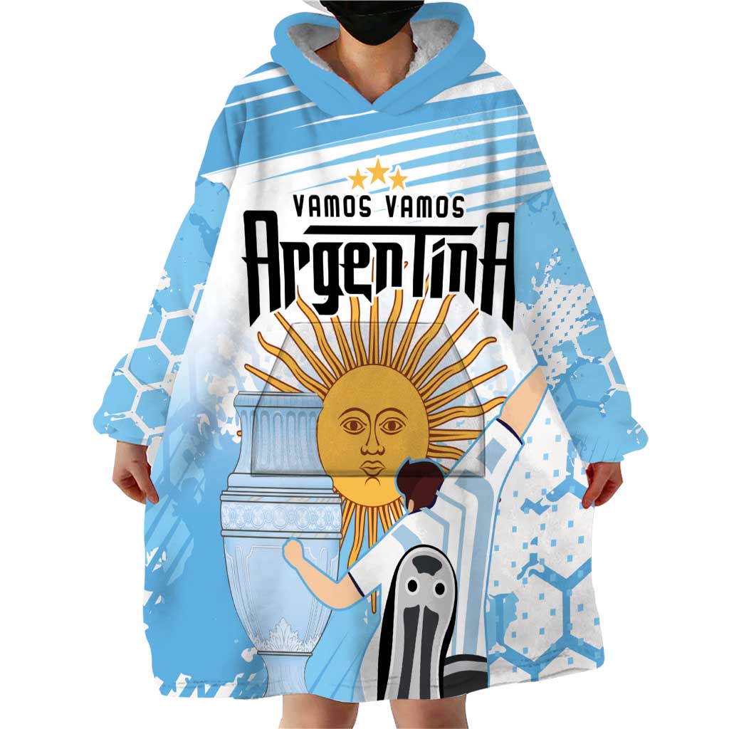 Argentina Football Wearable Blanket Hoodie Campeones De la Historia - Blue Style - Wonder Print Shop