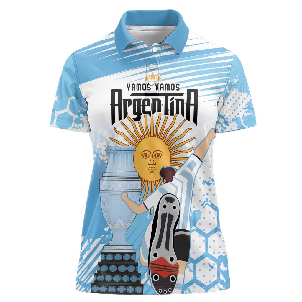 Argentina Football Women Polo Shirt Campeones De la Historia - Blue Style - Wonder Print Shop