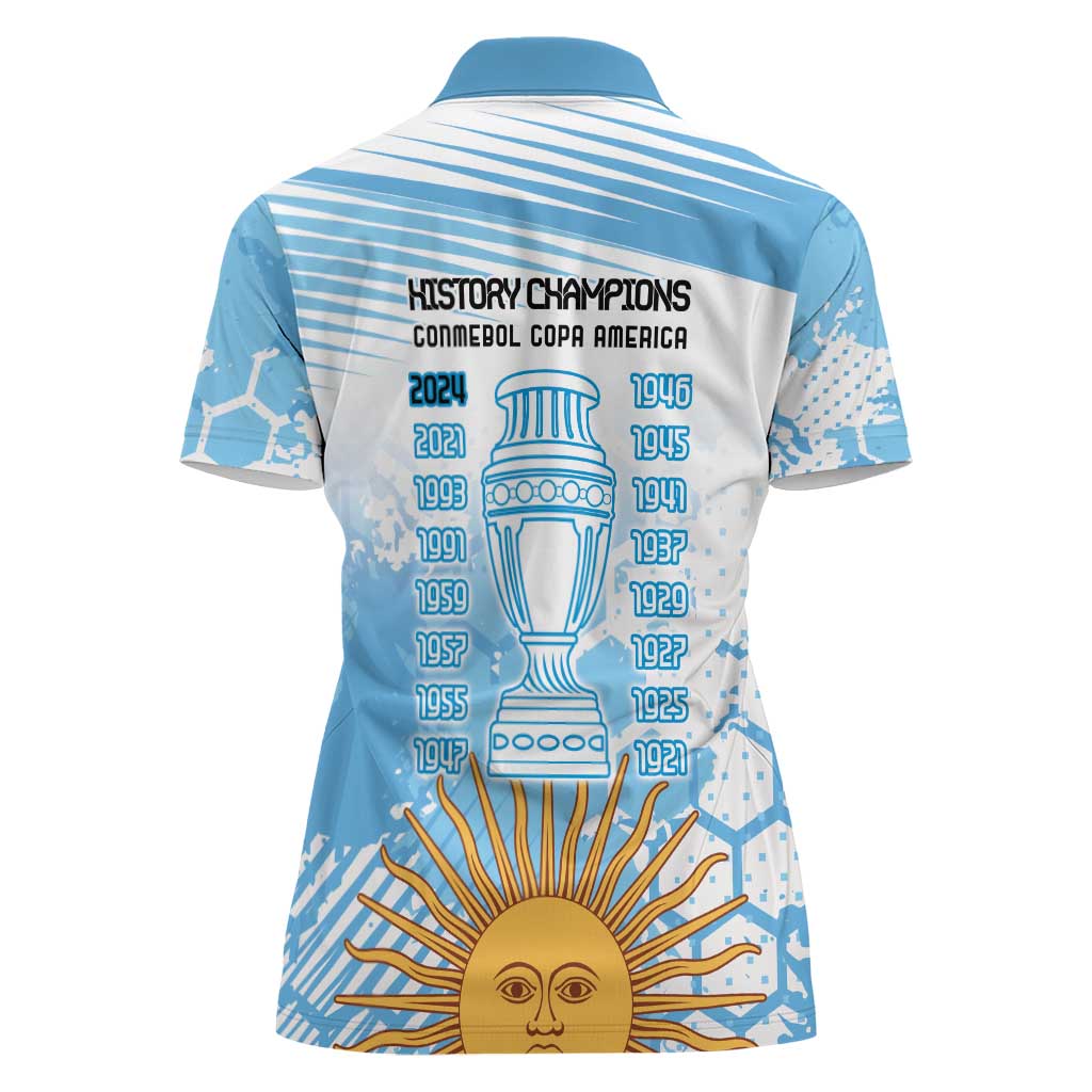 Argentina Football Women Polo Shirt Campeones De la Historia - Blue Style - Wonder Print Shop