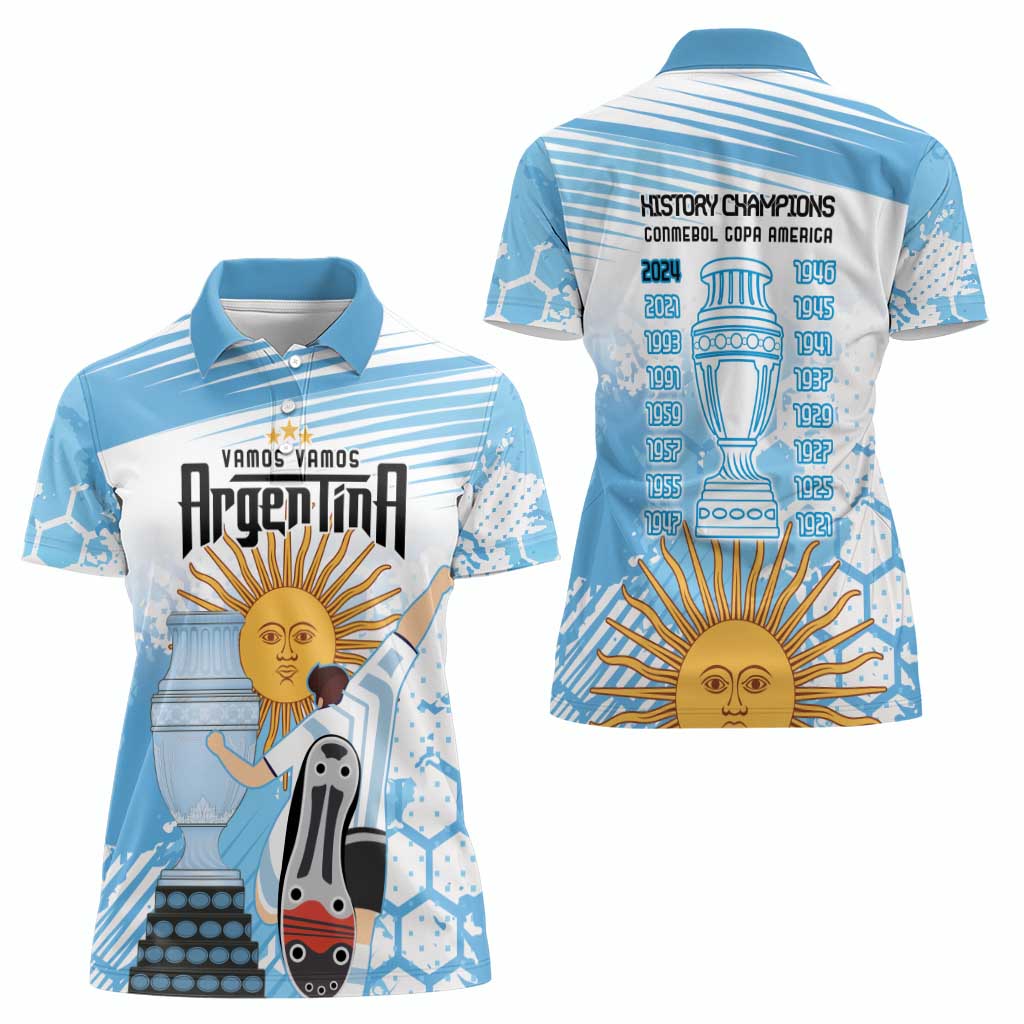 Argentina Football Women Polo Shirt Campeones De la Historia - Blue Style - Wonder Print Shop