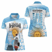 Argentina Football Women Polo Shirt Campeones De la Historia - Blue Style - Wonder Print Shop