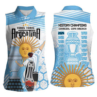 Argentina Football Women Sleeveless Polo Shirt Campeones De la Historia - Blue Style - Wonder Print Shop