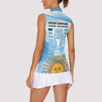 Argentina Football Women Sleeveless Polo Shirt Campeones De la Historia - Blue Style - Wonder Print Shop