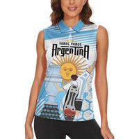 Argentina Football Women Sleeveless Polo Shirt Campeones De la Historia - Blue Style - Wonder Print Shop