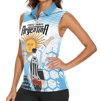 Argentina Football Women Sleeveless Polo Shirt Campeones De la Historia - Blue Style - Wonder Print Shop