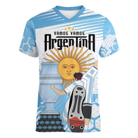 Argentina Football Women V-Neck T-Shirt Campeones De la Historia - Blue Style - Wonder Print Shop