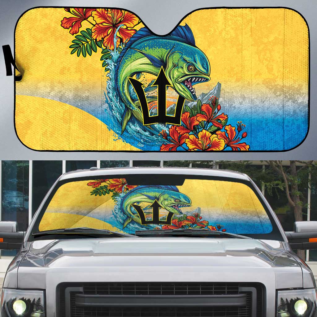 Barbados Mahi-mahi Trident Auto Sun Shade - Wonder Print Shop