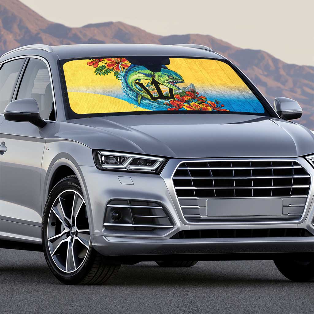 Barbados Mahi-mahi Trident Auto Sun Shade - Wonder Print Shop