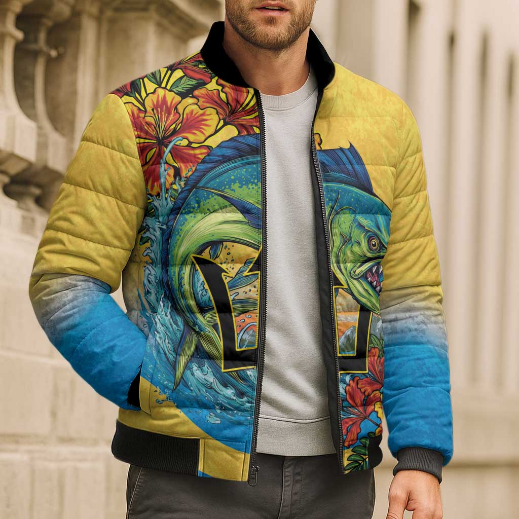 Barbados Mahi-mahi Trident Bomber Puffer Jacket - Wonder Print Shop