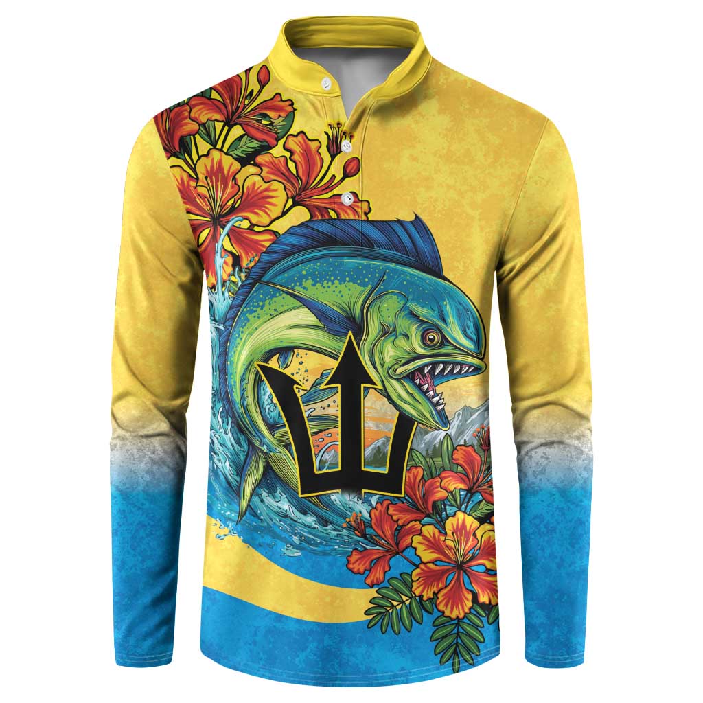 Barbados Mahi-mahi Trident Button Sweatshirt - Wonder Print Shop