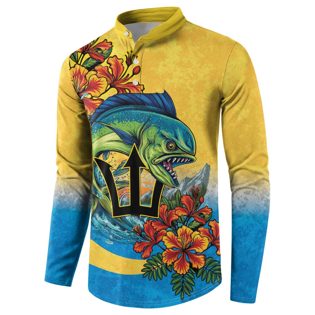 Barbados Mahi-mahi Trident Button Sweatshirt - Wonder Print Shop