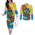 Barbados Mahi-mahi Trident Couples Matching Off The Shoulder Long Sleeve Dress and Long Sleeve Button Shirt - Wonder Print Shop