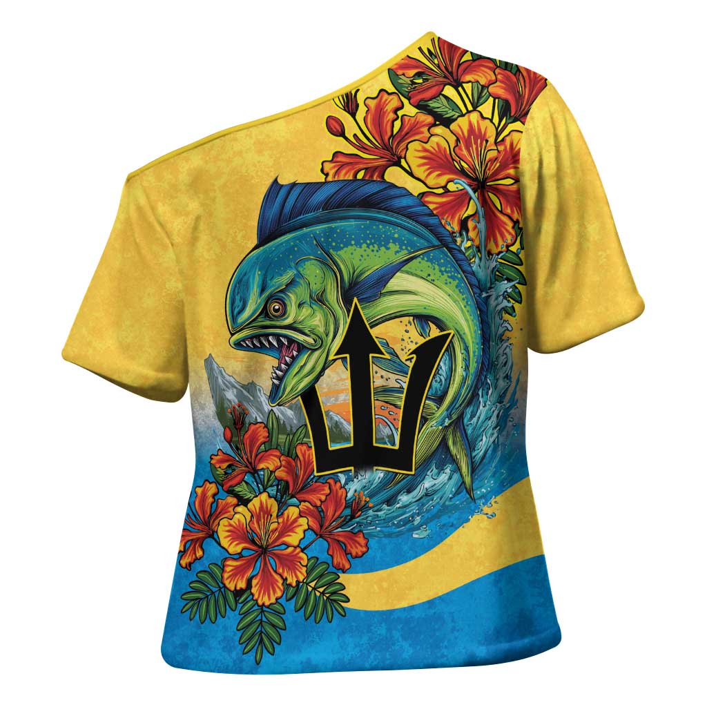 Barbados Mahi-mahi Trident Cross Shoulder Shirt - Wonder Print Shop