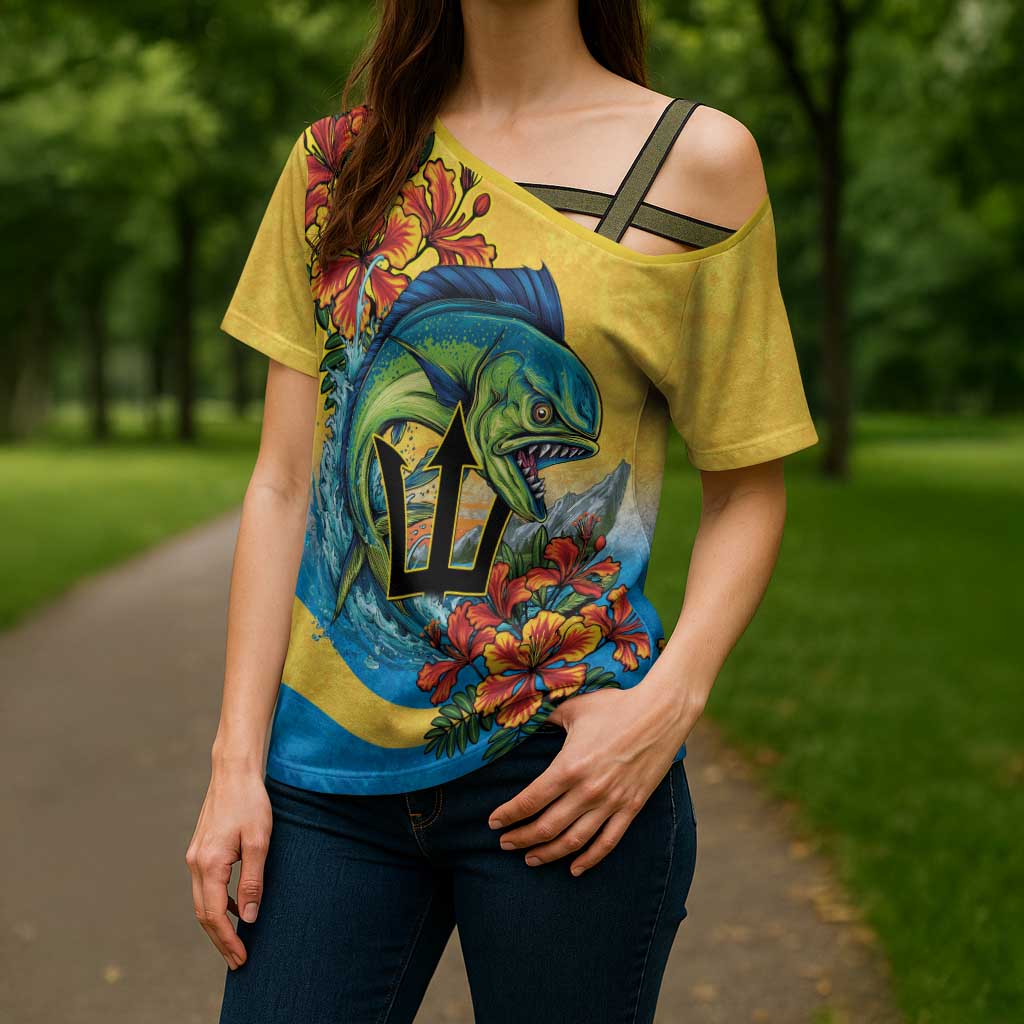 Barbados Mahi-mahi Trident Cross Shoulder Shirt - Wonder Print Shop