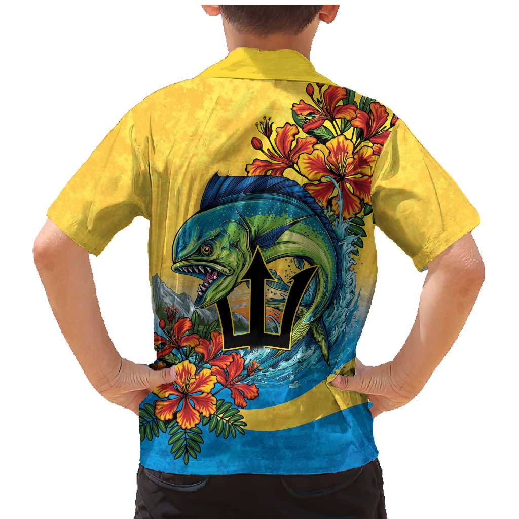 Barbados Mahi-mahi Trident Family Matching Mermaid Dress and Hawaiian Shirt - Wonder Print Shop