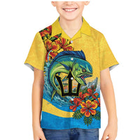 Barbados Mahi-mahi Trident Family Matching Mermaid Dress and Hawaiian Shirt - Wonder Print Shop