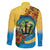 Barbados Mahi-mahi Trident Family Matching Off The Shoulder Long Sleeve Dress and Hawaiian Shirt - Wonder Print Shop