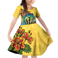 Barbados Mahi-mahi Trident Family Matching Off Shoulder Short Dress and Hawaiian Shirt - Wonder Print Shop