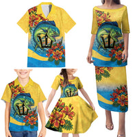 Barbados Mahi-mahi Trident Family Matching Puletasi and Hawaiian Shirt - Wonder Print Shop