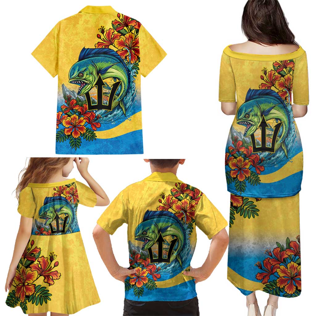 Barbados Mahi-mahi Trident Family Matching Puletasi and Hawaiian Shirt - Wonder Print Shop