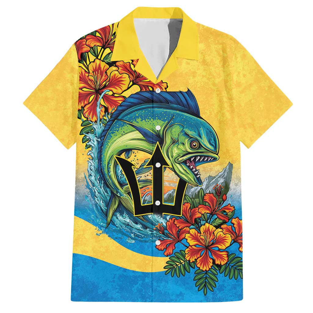 Barbados Mahi-mahi Trident Family Matching Short Sleeve Bodycon Dress and Hawaiian Shirt - Wonder Print Shop
