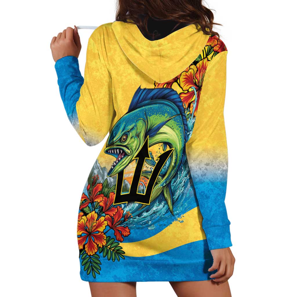 Barbados Mahi-mahi Trident Hoodie Dress - Wonder Print Shop