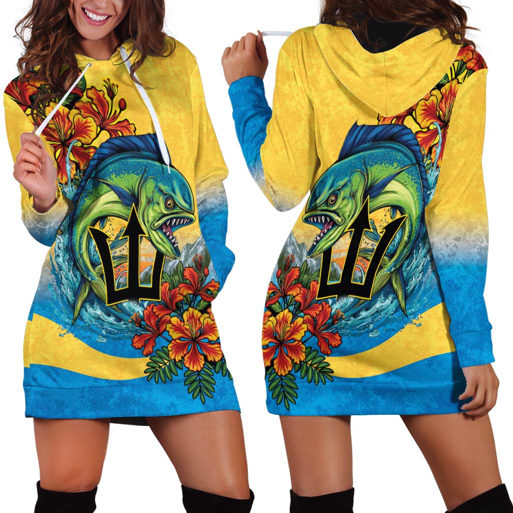 Barbados Mahi-mahi Trident Hoodie Dress - Wonder Print Shop