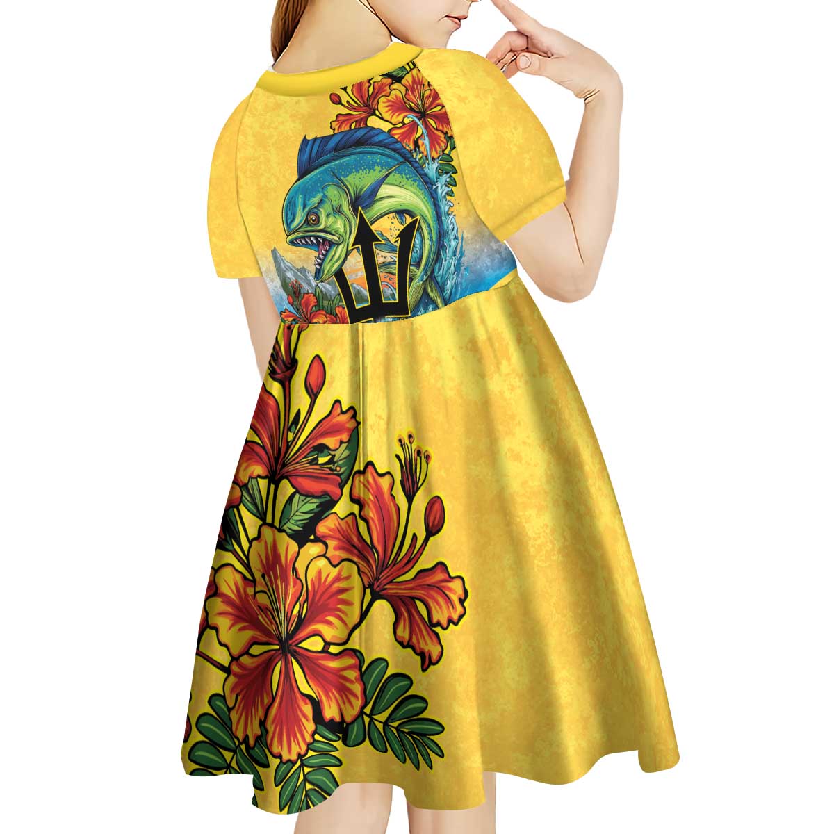 Barbados Mahi-mahi Trident Kid Short Sleeve Dress - Wonder Print Shop