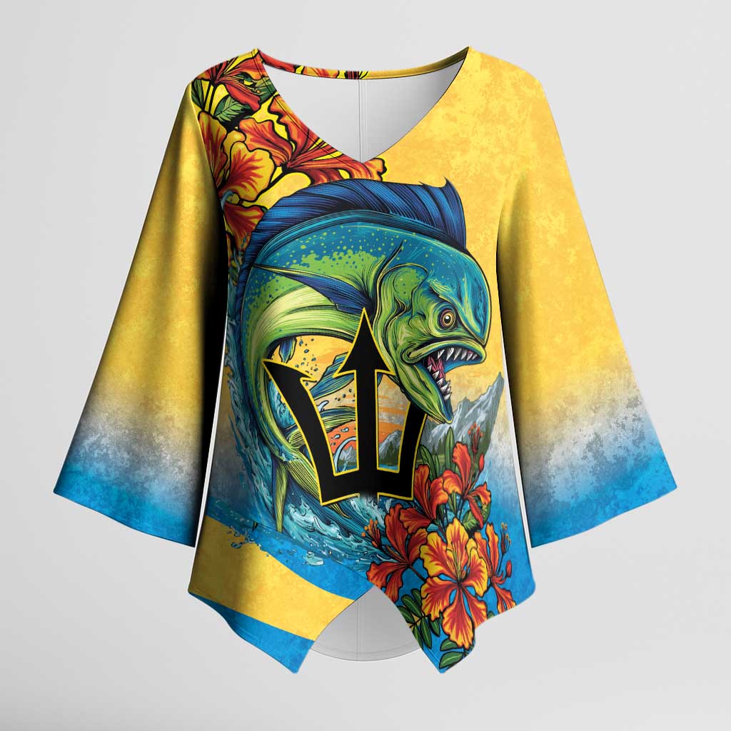 Barbados Mahi-mahi Trident Kimono Sleeve Blouse - Wonder Print Shop