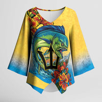 Barbados Mahi-mahi Trident Kimono Sleeve Blouse - Wonder Print Shop