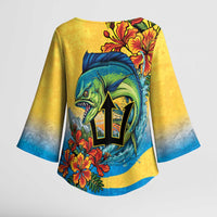 Barbados Mahi-mahi Trident Kimono Sleeve Blouse - Wonder Print Shop