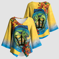 Barbados Mahi-mahi Trident Kimono Sleeve Blouse - Wonder Print Shop