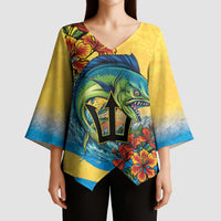 Barbados Mahi-mahi Trident Kimono Sleeve Blouse - Wonder Print Shop