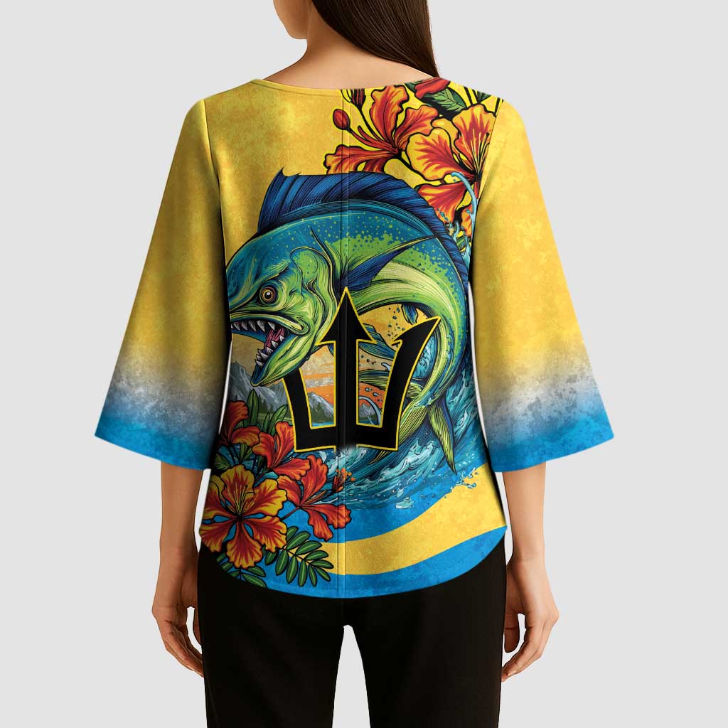Barbados Mahi-mahi Trident Kimono Sleeve Blouse - Wonder Print Shop