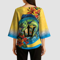Barbados Mahi-mahi Trident Kimono Sleeve Blouse - Wonder Print Shop