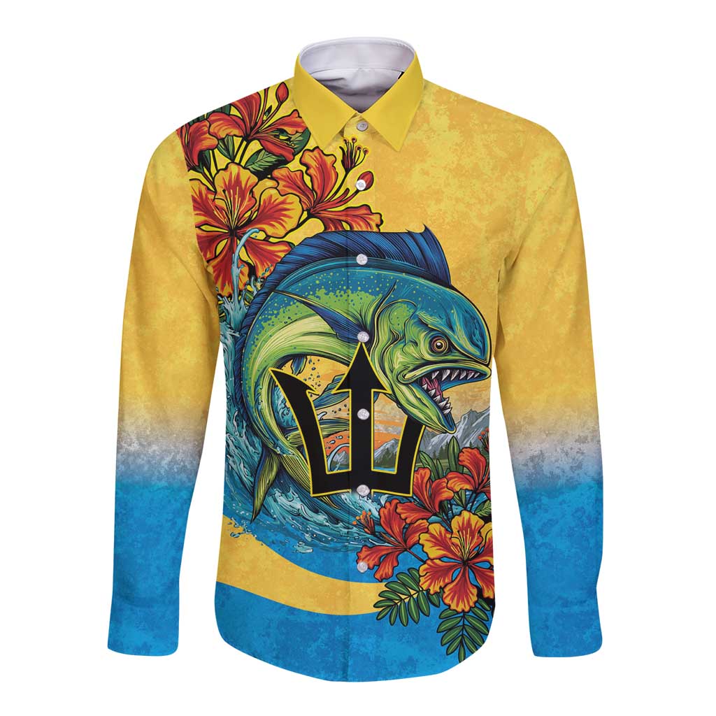Barbados Mahi-mahi Trident Long Sleeve Button Shirt - Wonder Print Shop