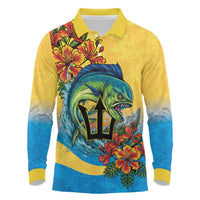 Barbados Mahi-mahi Trident Long Sleeve Polo Shirt - Wonder Print Shop