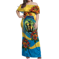 Barbados Mahi-mahi Trident Off Shoulder Maxi Dress - Wonder Print Shop