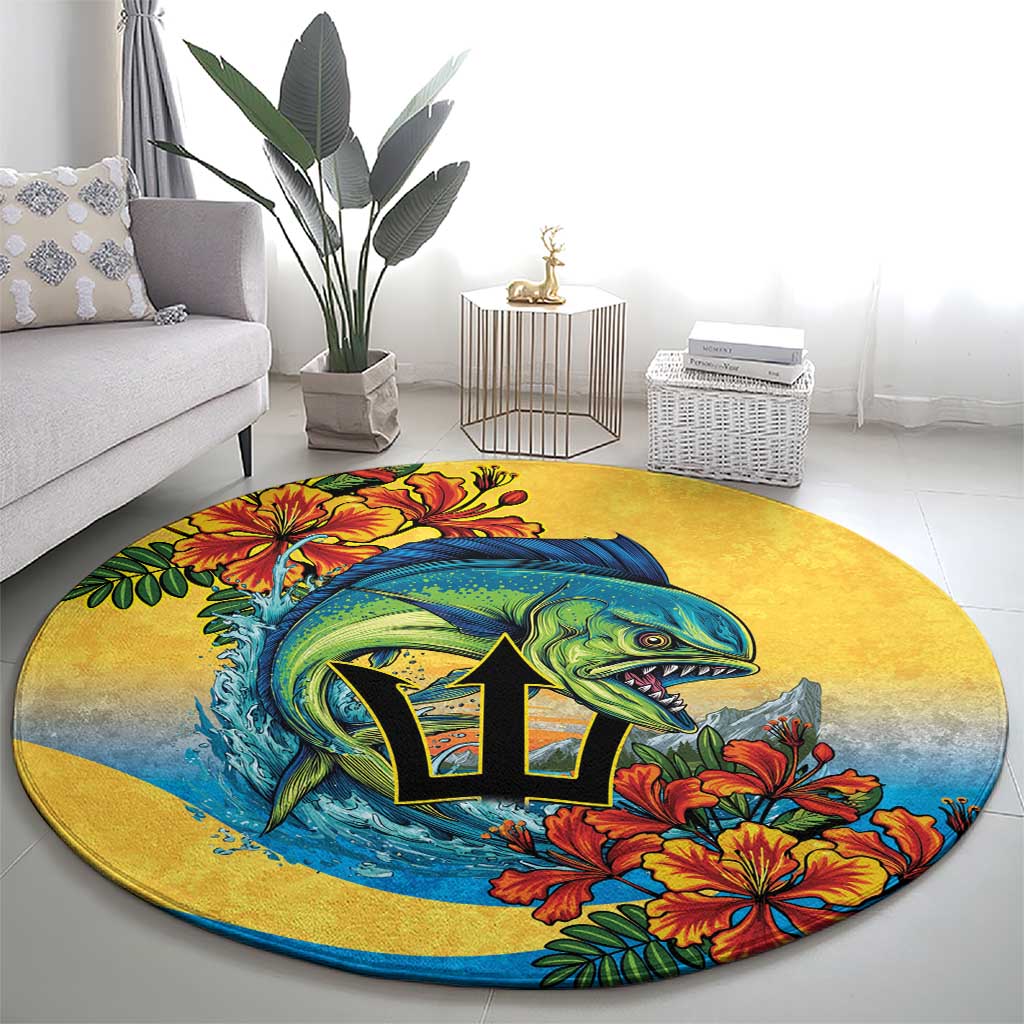 Barbados Mahi-mahi Trident Round Carpet - Wonder Print Shop