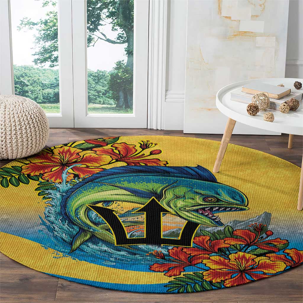 Barbados Mahi-mahi Trident Round Carpet - Wonder Print Shop