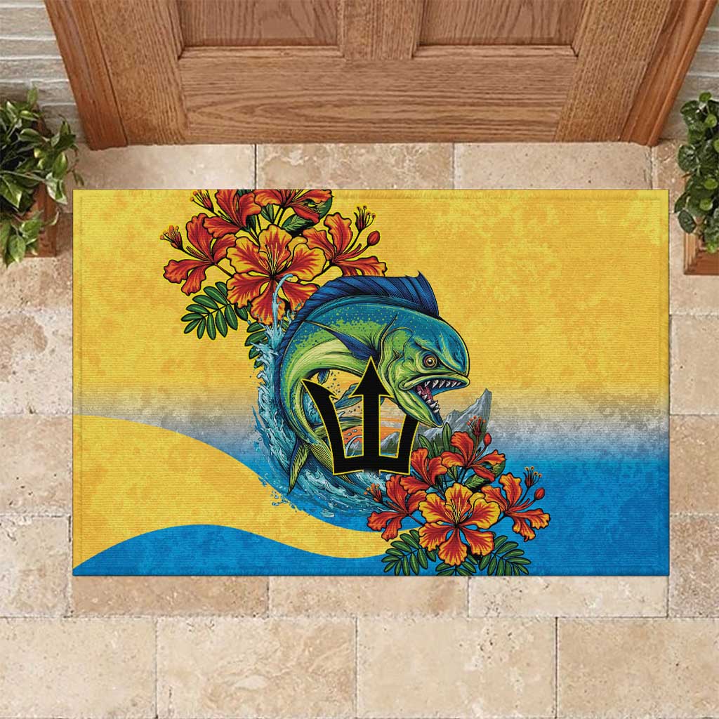 Barbados Mahi-mahi Trident Rubber Doormat - Wonder Print Shop